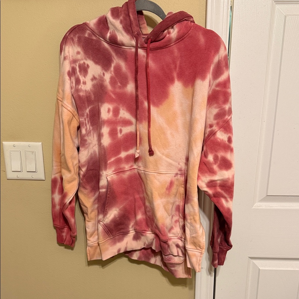 American Eagle Outfitters Tie-Dye Hoodie - Red and Yellow